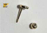14K Solid Gold CZ End Barbell Piercing 22G, 6mm Post Real Gold