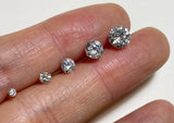 925 Sterling Silver White CZ 2,3,4,5,6, 7mm Piercing 21G 6,8mm Post Screw Back Silver CZ Stud