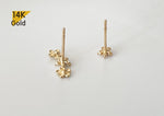 14K Solid Gold Stud Earrings, Tiny Cubic Zirconia 3 Row Flowers Little Petals Mix Match - TGE40021