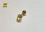 14K Solid Gold Heart Padlock / Heart Key 20G, 6mm Post