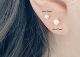 10K Solid Gold Swarovski Pearl 3,4mm Stud Earrings