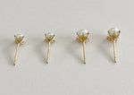 10K Solid Gold Swarovski Pearl 3,4mm Stud Earrings