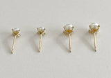 10K Solid Gold Swarovski Pearl 3,4mm Stud Earrings