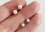 10K Solid Gold Swarovski Pearl 3,4mm Stud Earrings