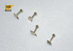 14K Solid Gold Finger Sign and Hand Gesture Barbell Piercing, 22G, 6mm Post