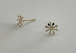 10K Solid Gold Tiny Snowflake Stud Earrings Real Gold - TGE088