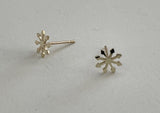 10K Solid Gold Tiny Snowflake Stud Earrings Real Gold - TGE088