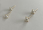 10K Solid Gold Swarovski Pearl 3,4mm Stud Earrings