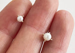 10K Solid Gold Swarovski Pearl 3,4mm Stud Earrings