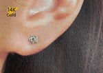 14K Solid Gold Stud Earrings, Cubic Zirconia Daisy Earrings, Cubic Zirconia Flower Earrings - TGE40025