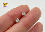 14K Solid Gold Stud Earrings, Cubic Zirconia Daisy Earrings, Cubic Zirconia Flower Earrings - TGE40025