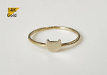 14K Solid Gold Ring, Cat Face Ring, Cat Ring - TGR217