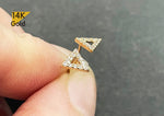 14K Solid Gold Stud Earrings, Cubic Zirconia Triangle Earrings - TGE40016