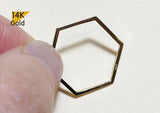 14K Solid Gold Hexagon Ring, Geometric Ring - TGR216