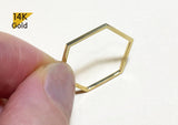 14K Solid Gold Hexagon Ring, Geometric Ring - TGR216