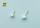 14K Solid Gold Opal Ball 4,5mm Piercing 21G, 4,6,8mm Post