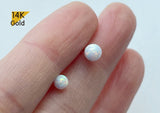 14K Solid Gold Opal Ball 4,5mm Piercing 21G, 4,6,8mm Post