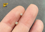 14K Solid Gold Stud Earring, Tiny Square White CZ Earring - TGE42033