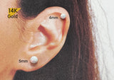 14K Solid Gold Opal Ball 4,5mm Piercing 21G, 4,6,8mm Post