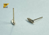14K Solid Gold Stud Earrings, Cubic Zirconia Earrings - TGE40032