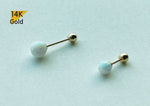 14K Solid Gold Opal Ball 4,5mm Piercing 21G, 4,6,8mm Post
