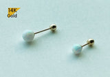 14K Solid Gold Opal Ball 4,5mm Piercing 21G, 4,6,8mm Post