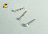 14K Solid Gold Opal Earring (Single), 1.9mm, 2.4mm, 3mm