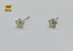 14K Solid Gold Stud Earrings, Cubic Zirconia Daisy Earrings, Cubic Zirconia Flower Earrings - TGE40025