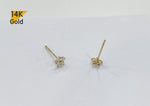 14K Solid Gold Stud Earrings, Cubic Zirconia Daisy Earrings, Cubic Zirconia Flower Earrings - TGE40025