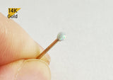 14K Solid Gold Opal Earring (Single), 1.9mm, 2.4mm, 3mm