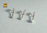 14K Solid Gold Opal Earring (Single), 1.9mm, 2.4mm, 3mm