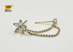 14K Solid Gold Double Chain Stud Earring - TGE43004