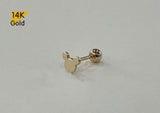 14K Solid Gold Mickey Mouse Barbell Piercing, 22G, 6mm Post, Tragus Piercing, Helix Cartilage Piercing