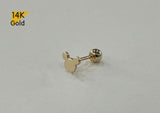 14K Solid Gold Mickey Mouse Barbell Piercing, 21G, 6mm Post, Tragus Piercing, Helix Cartilage Piercing