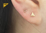 14K Solid Gold Triangle Earring End Barbell Piercing, Natural Triangle Shape