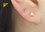 14K Solid Gold Triangle Earring End Barbell Piercing, Natural Triangle Shape