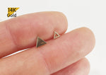 14K Solid Gold Triangle Earring End Barbell Piercing, Natural Triangle Shape