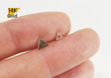 14K Solid Gold Triangle Earring End Barbell Piercing, Natural Triangle Shape