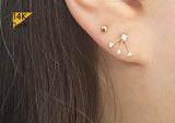 14K Solid Gold Tiny Zirconia End Barbell Piercing 18G, 3/16" 5mm Post Real Gold