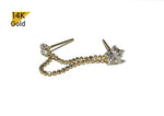 14K Solid Gold Double Chain Stud Earring - TGE43006