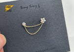 14K Solid Gold Double Chain Stud Earring - TGE43006