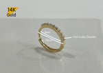 14K Solid Gold White Cubic Zirconia Earring Hoop Ring, Real Gold Single or Pair