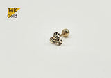 14K Solid Gold Shiny Circles Barbell Piercing, 21G, 6mm Post, Tragus Piercing, Helix Cartilage Piercing