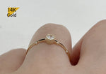 14K Solid Gold Ring, White Cubic Zirconia Ring