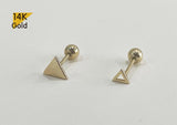 14K Solid Gold Triangle Earring End Barbell Piercing, Natural Triangle Shape