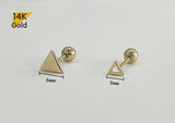 14K Solid Gold Triangle Earring End Barbell Piercing, Natural Triangle Shape