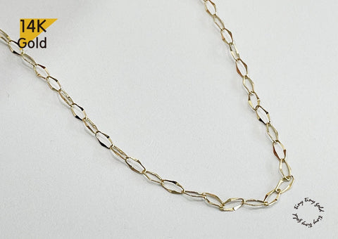 14K Solid Gold Necklace, Thin Chain, Lightweight Chain