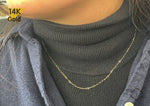 14K Solid Gold Necklace, Thin Chain, Lightweight Chain