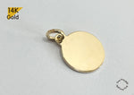 14K Solid Gold Engravable Disc Pendant, Mini Disc Pendant Size 11.5mm