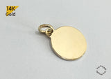 14K Solid Gold Engravable Disc Pendant, Mini Disc Pendant Size 11.5mm